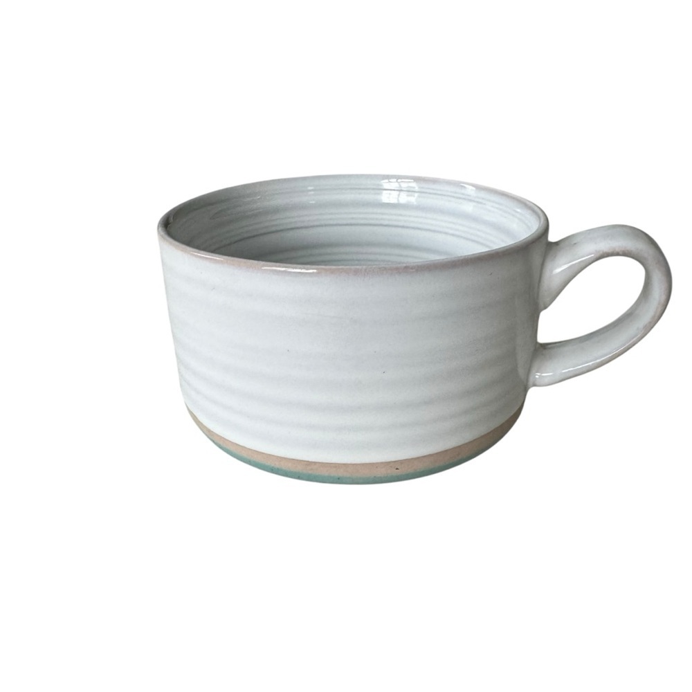 Elegant White and Green Ceramic Mug